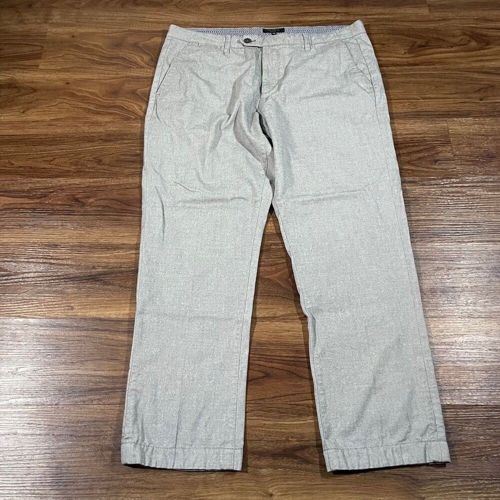 Ted Baker London Volvek Gray Chino Trousers Pants Straight Flat Front Men 36R